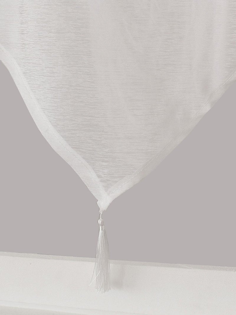 Par de pequeñas cortinas puntiagudas con pompón Blanco - Kiabi
