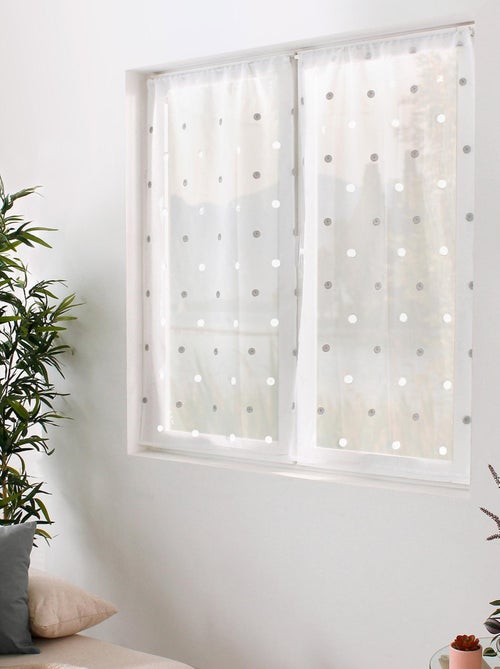 Par de pequeñas cortinas rectas con lunares de colores - Kiabi Par de pequeñas cortinas rectas con lunares de colores - Kiabi