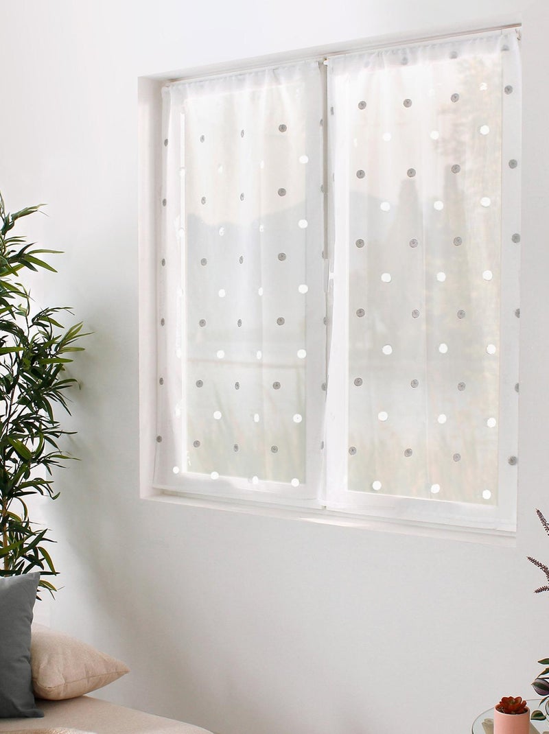 Par de pequeñas cortinas rectas con lunares de colores Blanco - Kiabi