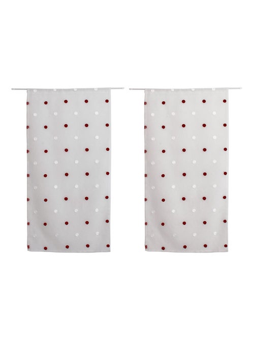 Par de pequeñas cortinas rectas con lunares de colores - Kiabi