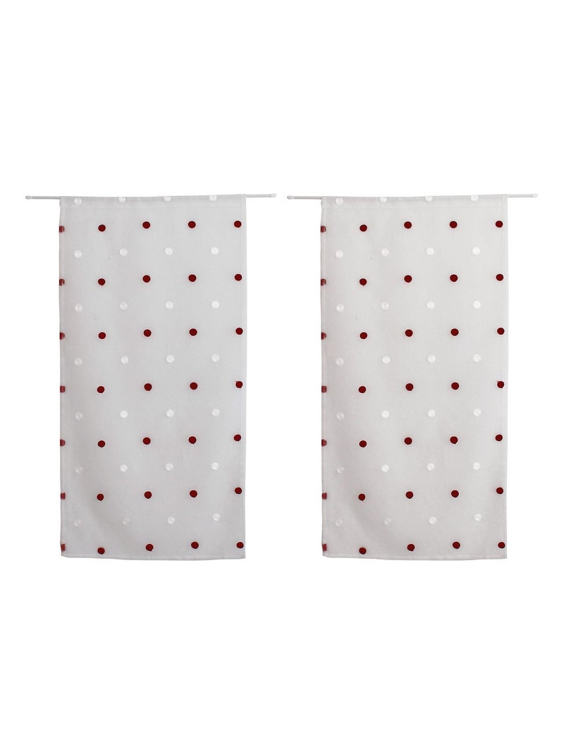 Par de pequeñas cortinas rectas con lunares de colores Burdeos - Kiabi
