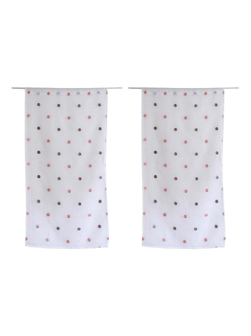 Par de pequeñas cortinas rectas con lunares de colores Gris perla - Kiabi