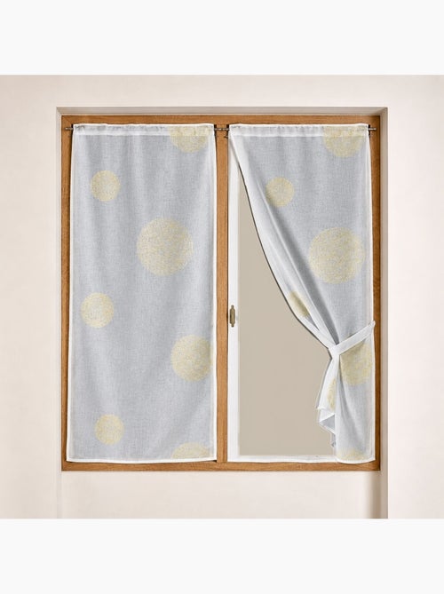 Par de pequeñas cortinas transparentes bordadas con grandes círculos de hilo de lurex - Kiabi Par de pequeñas cortinas transparentes bordadas con grandes círculos de hilo de lurex - Kiabi