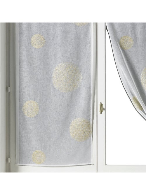 Par de pequeñas cortinas transparentes bordadas con grandes círculos de hilo de lurex - Kiabi Par de pequeñas cortinas transparentes bordadas con grandes círculos de hilo de lurex - Kiabi