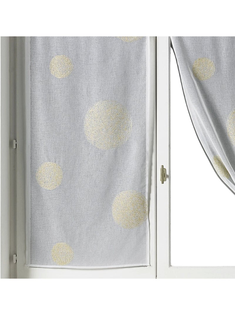 Par de pequeñas cortinas transparentes bordadas con grandes círculos de hilo de lurex Dorado/Oro - Kiabi