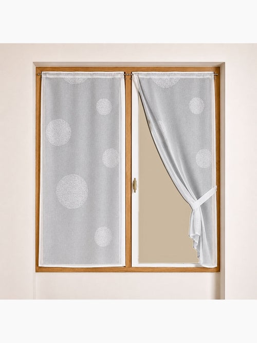 Par de pequeñas cortinas transparentes bordadas con grandes círculos de hilo de lurex - Kiabi Par de pequeñas cortinas transparentes bordadas con grandes círculos de hilo de lurex - Kiabi