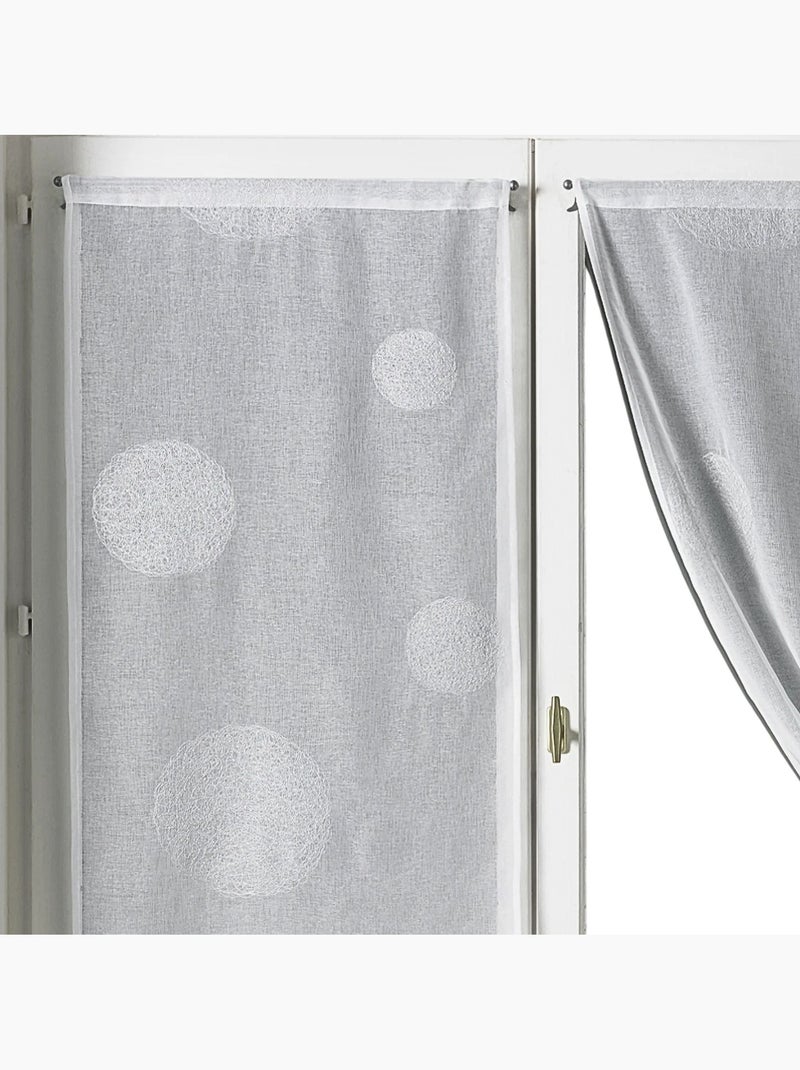 Par de pequeñas cortinas transparentes bordadas con grandes círculos de hilo de lurex Plata - Kiabi