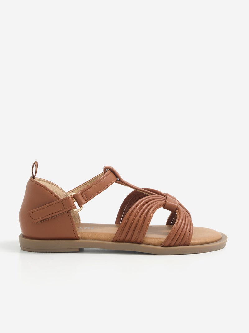 Par de sandalias con cierre de velcro Marron - Kiabi