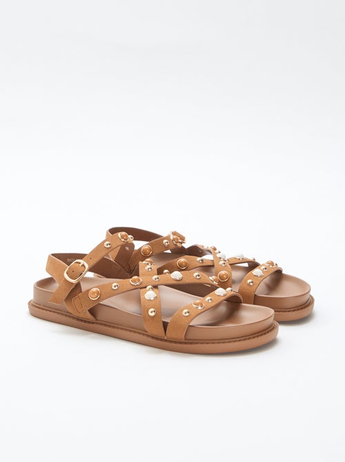Par de sandalias con plataforma y tiras con tachuelas - Kiabi