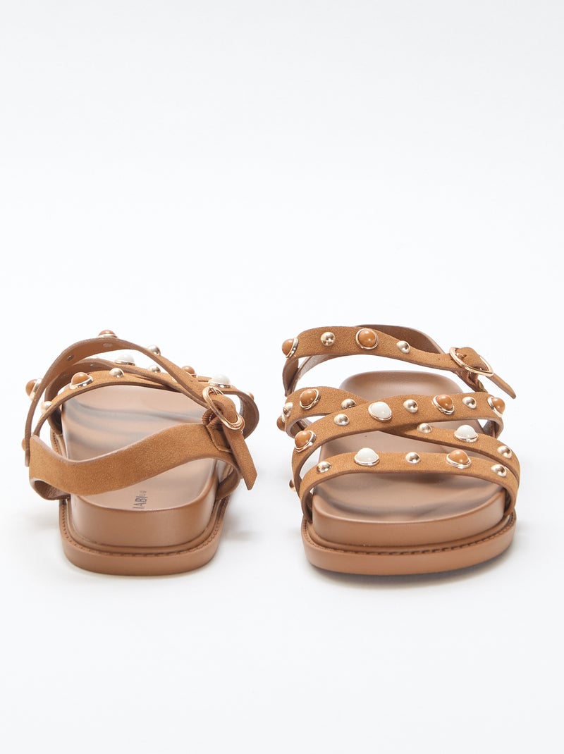 Par de sandalias con plataforma y tiras con tachuelas Marron - Kiabi
