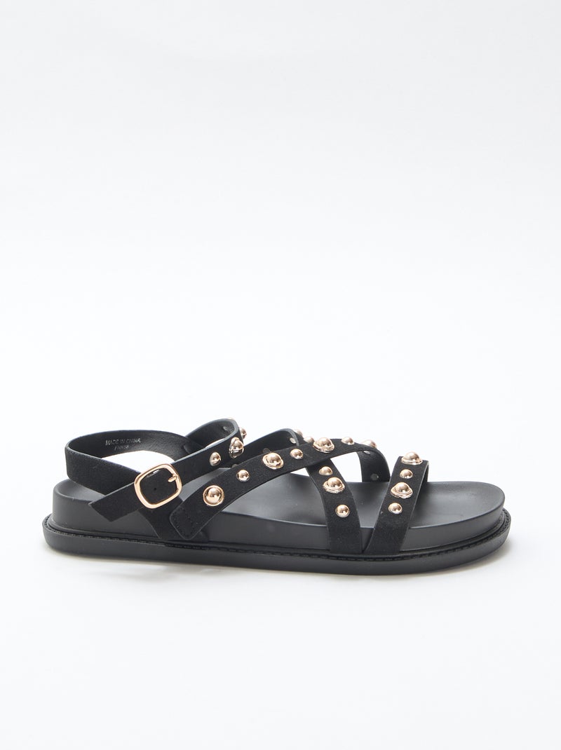 Par de sandalias con plataforma y tiras con tachuelas Negro - Kiabi