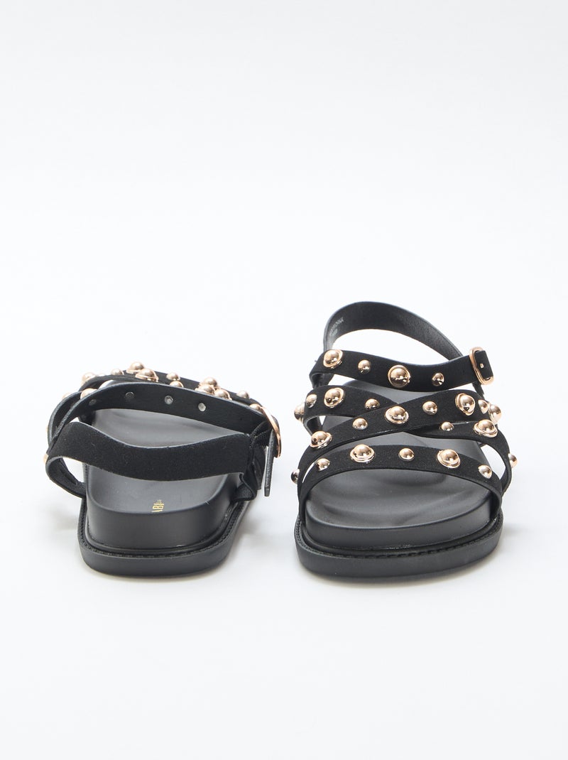 Par de sandalias con plataforma y tiras con tachuelas Negro - Kiabi