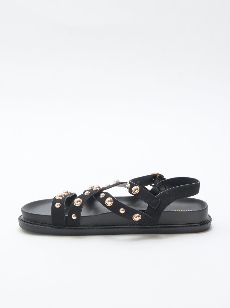 Par de sandalias con plataforma y tiras con tachuelas Negro - Kiabi