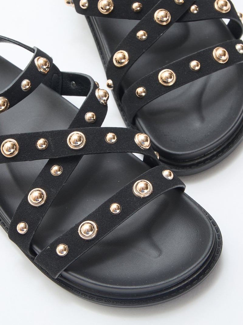 Par de sandalias con plataforma y tiras con tachuelas Negro - Kiabi