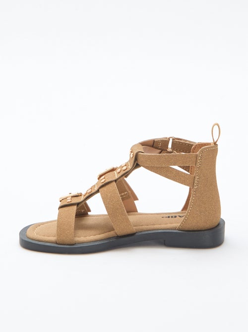 Par de sandalias planas con tiras de tachuelas - Kiabi