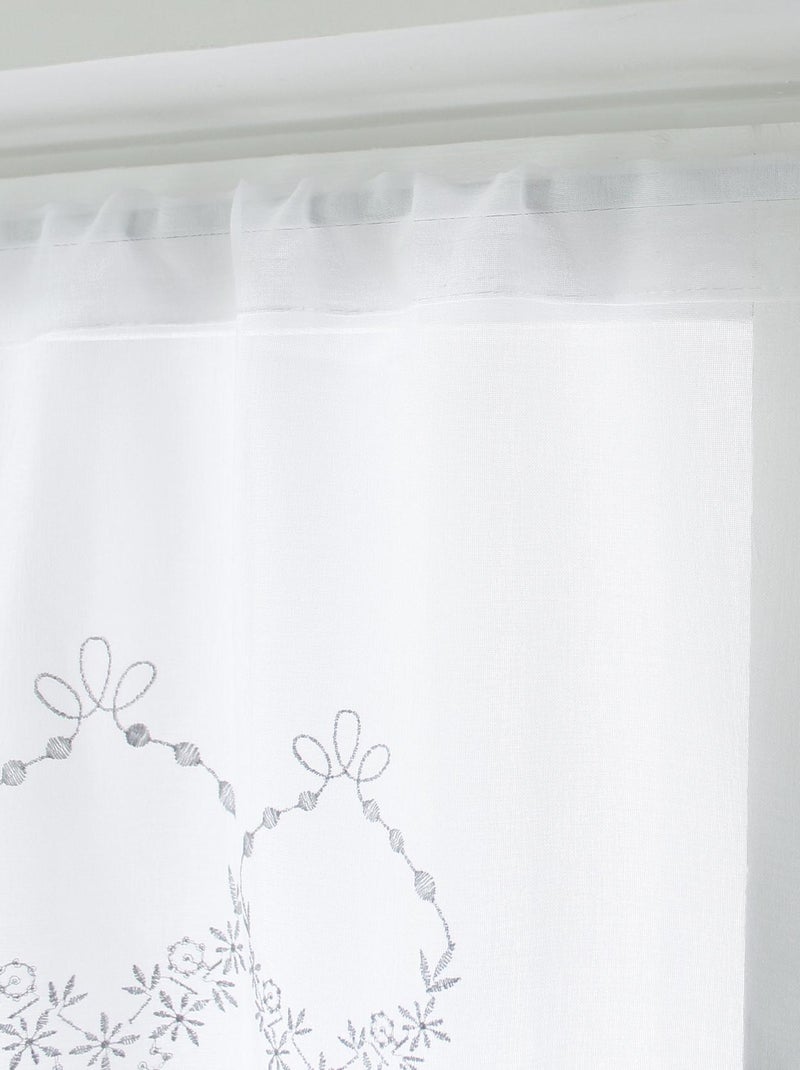 Par de visillos adornados con 3 bordados Gris - Kiabi