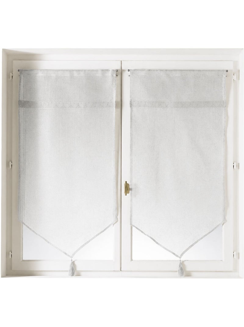 Par de visillos altos en macramé "corazón Blanco - Kiabi