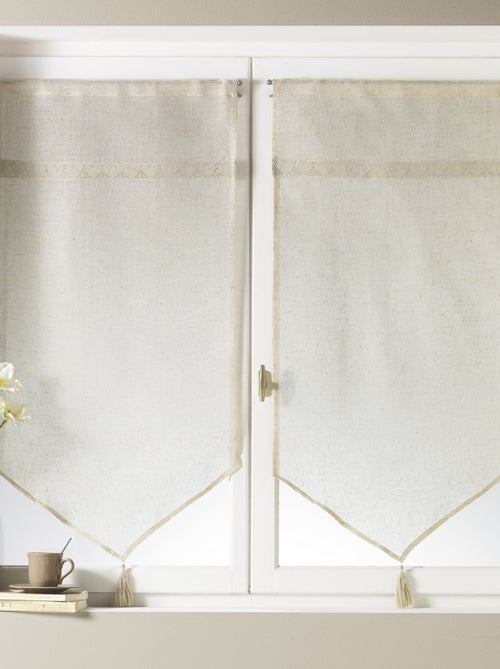 Par de visillos altos en macramé "corazón - Kiabi