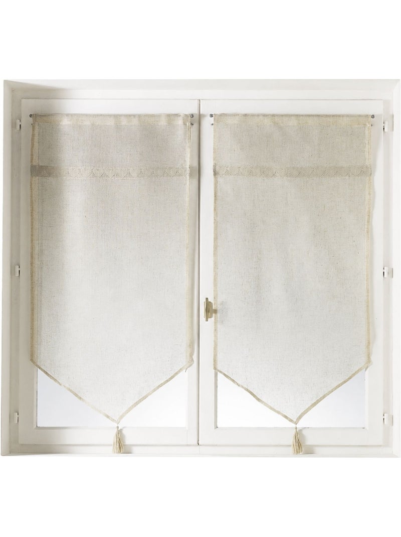 Par de visillos altos en macramé "corazón Madera natural - Kiabi