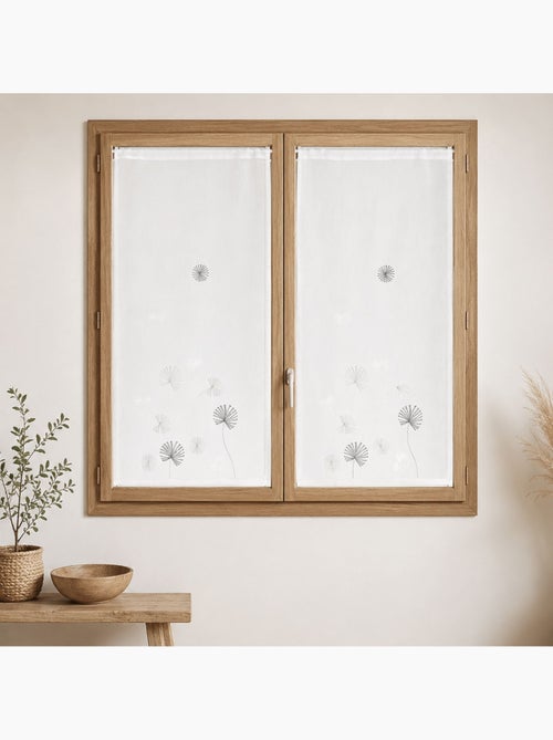 Par de visillos bordados con motivos florales - Kiabi