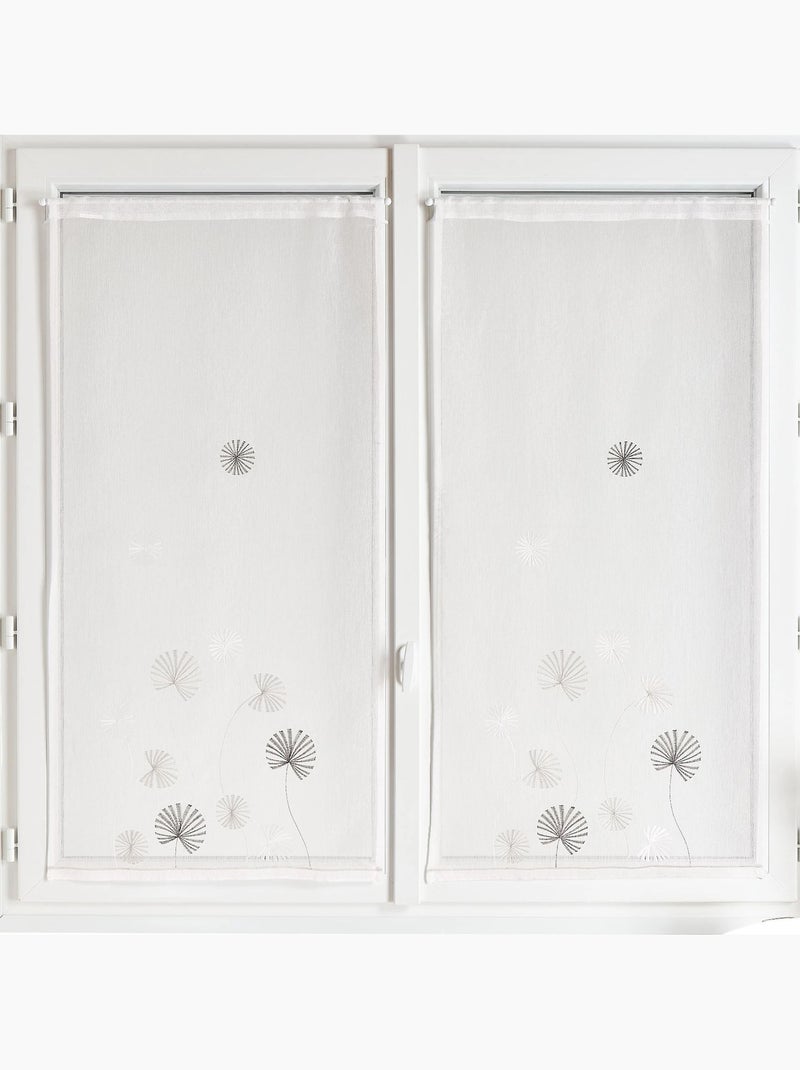 Par de visillos bordados con motivos florales Taupe - Kiabi