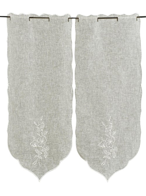 Par de visillos bordados de flores - Kiabi Par de visillos bordados de flores - Kiabi