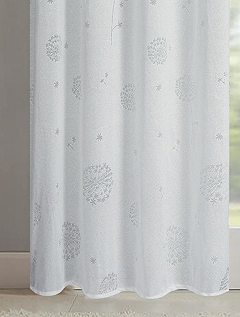 Par de visillos con ojales de flores efecto tejido