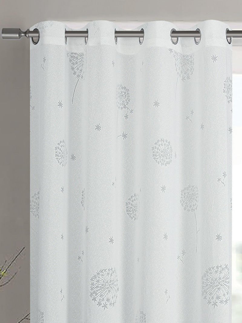 Par de visillos con ojales de flores efecto tejido Blanco - Kiabi