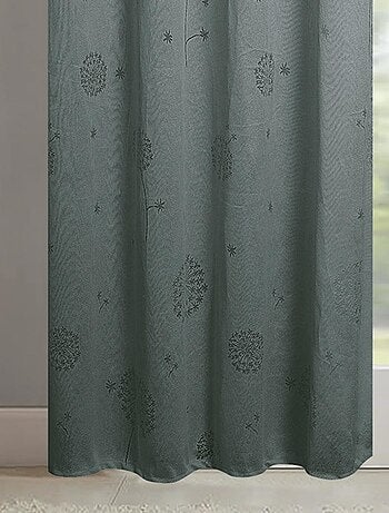 Par de visillos con ojales de flores efecto tejido