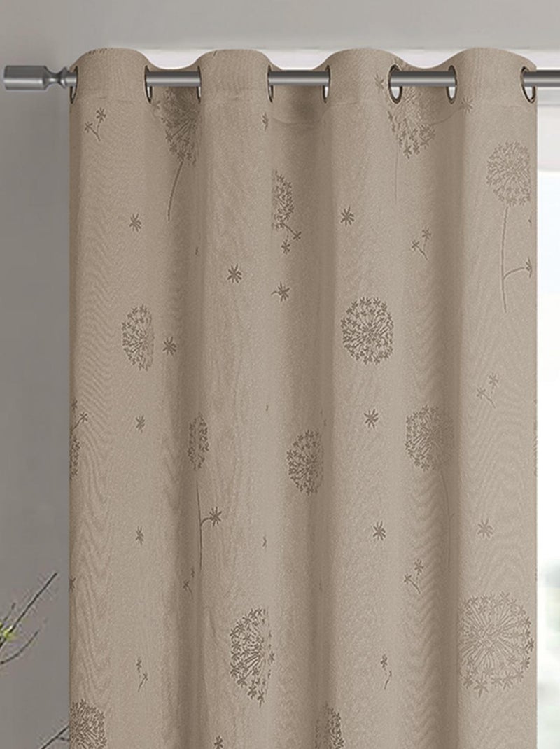 Par de visillos con ojales de flores efecto tejido Taupe - Kiabi