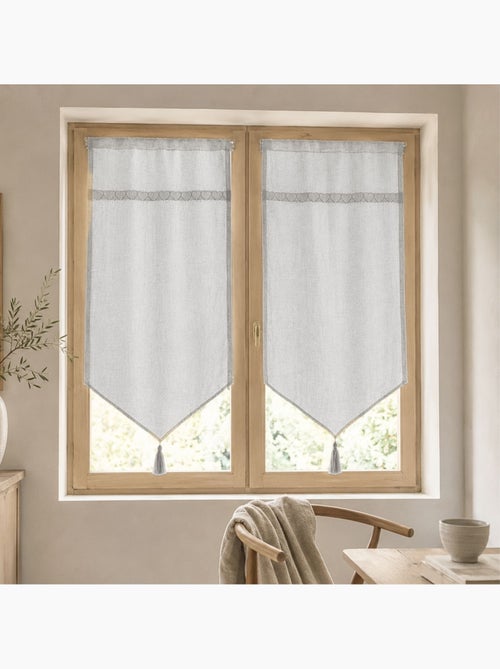 Par de visillos con ribete de macramé con corazones - Kiabi