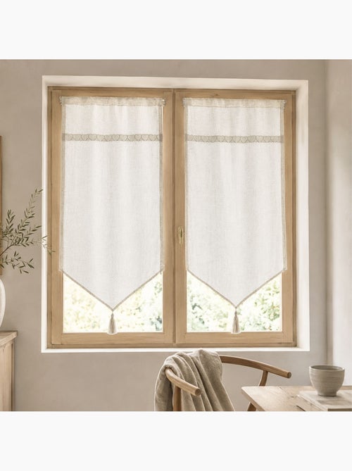 Par de visillos con ribete de macramé con corazones - Kiabi