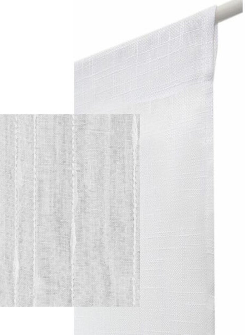 Par de visillos cortos rectos a rayas Blanco - Kiabi