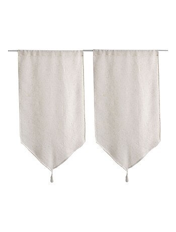 Par de visillos de aspecto lino con acabado en punta