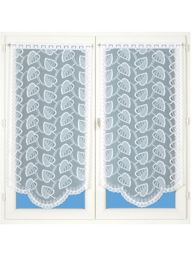 Par de visillos de encaje con base redondeada y diseño de hojas Blanco - Kiabi