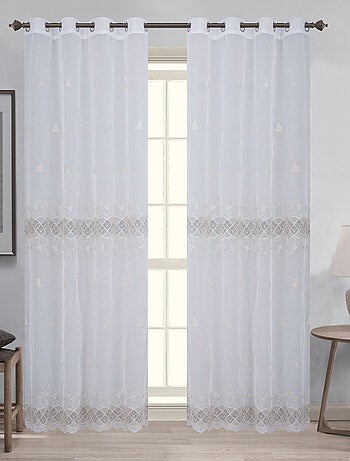 Par de visillos de macramé para puerta acristalada