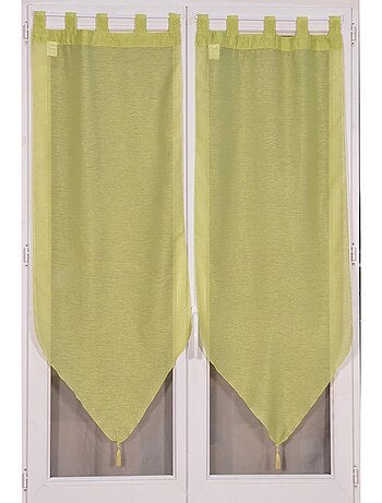 Par de visillos de puntas color anís con pompón