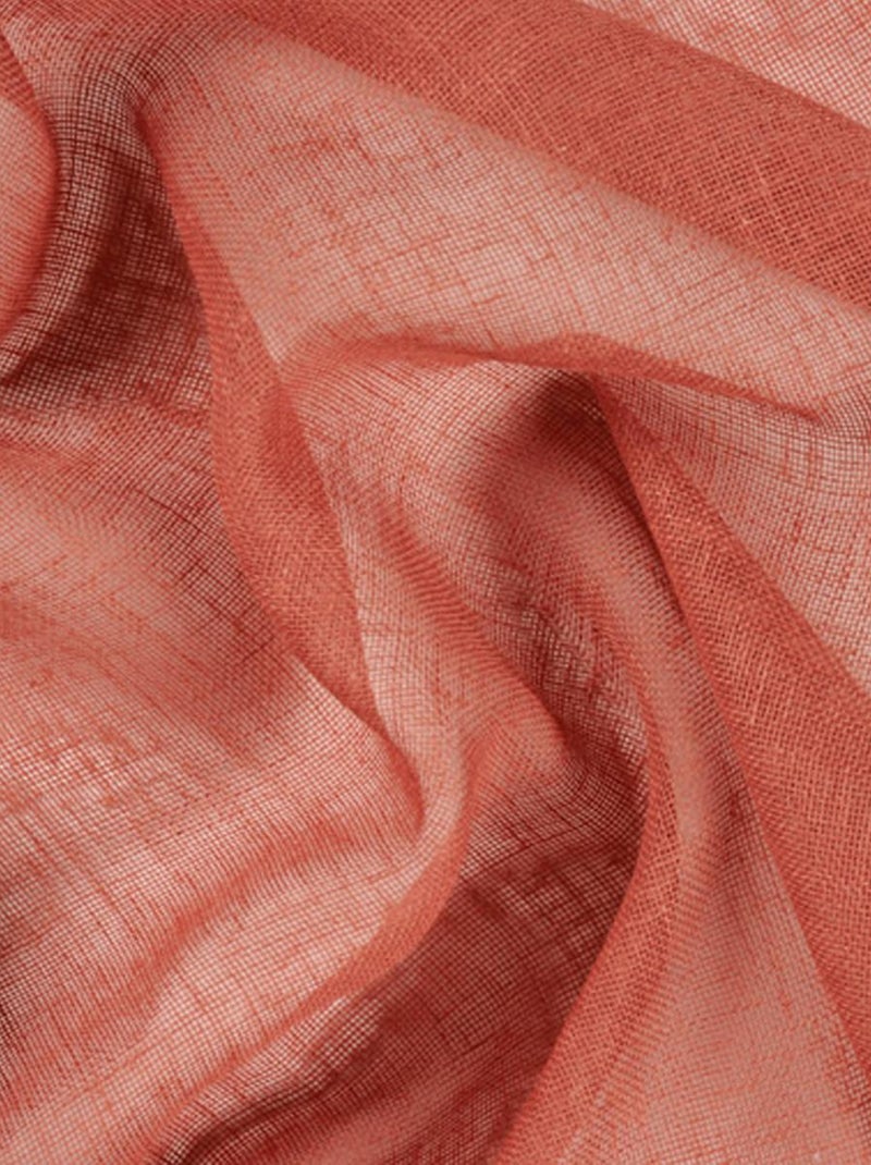Par de visillos lisos pequeños con pantallas de poli/lino Naranja - Kiabi