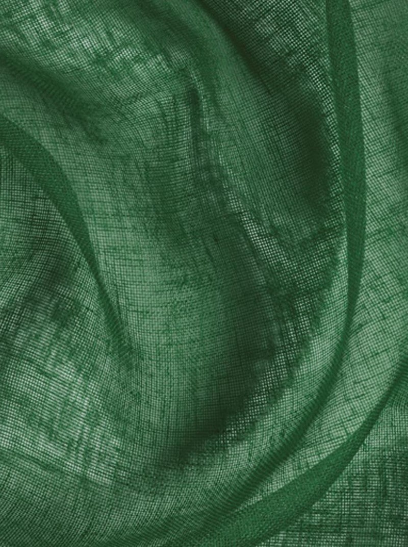 Par de visillos lisos pequeños con pantallas de poli/lino Verde abeto - Kiabi