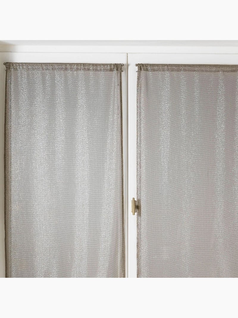 Par de visillos para ventanas con efecto de malla y hilos de lurex Beige - Kiabi