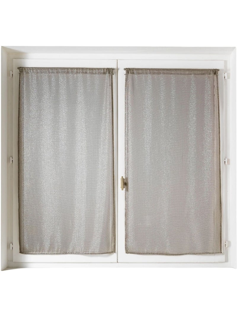 Par de visillos para ventanas con efecto de malla y hilos de lurex Beige - Kiabi