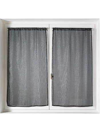 Par de visillos para ventanas con efecto de malla y hilos de lurex
