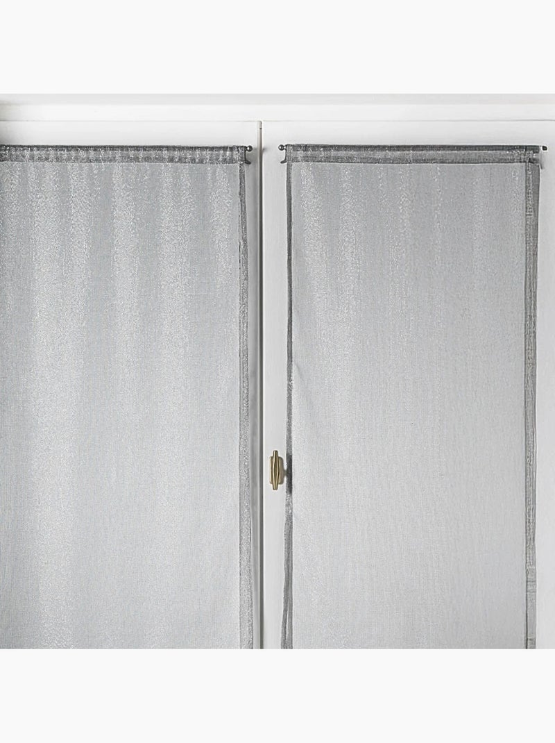 Par de visillos para ventanas con efecto de malla y hilos de lurex Plata - Kiabi