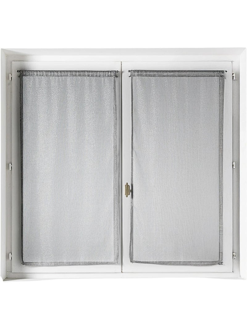Par de visillos para ventanas con efecto de malla y hilos de lurex Plata - Kiabi
