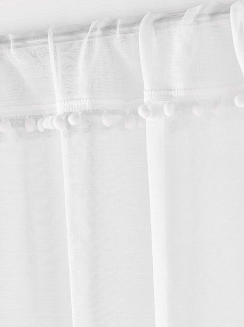 Par de visillos pasabarra en voile arenado con acabados de pompones - Kiabi