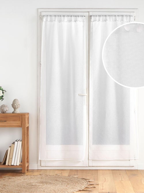 Par de visillos pasabarra en voile arenado con acabados de pompones - Kiabi