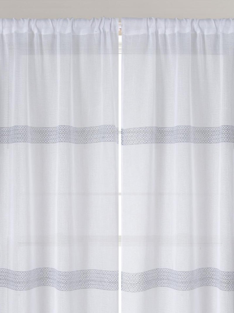Par de visillos pequeños a rayas Blanco - Kiabi