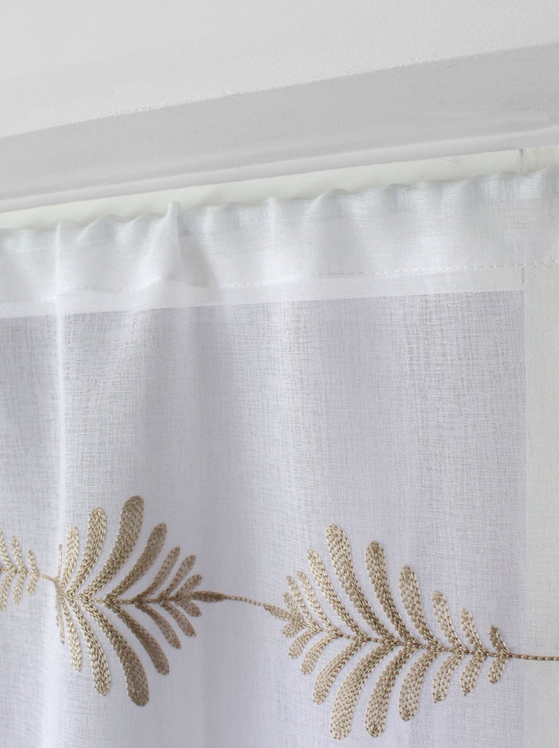 Par de visillos pequeños bordados con motivos de hojas Beige - Kiabi