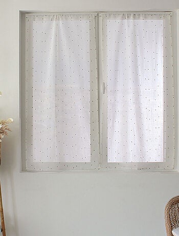 Par de visillos pequeños con plumeti y efecto lino