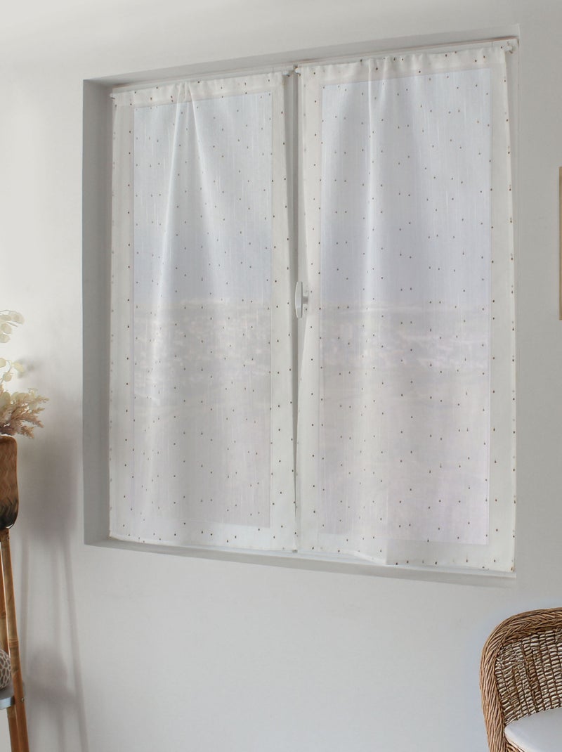 Par de visillos pequeños con plumeti y efecto lino Madera natural - Kiabi